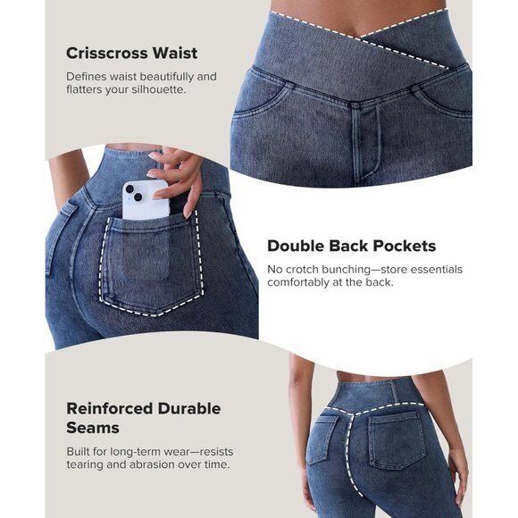 Women Skinny Jeans Stretchy High Waisted Denim Leggings with Pockets - Picture 5 of 6